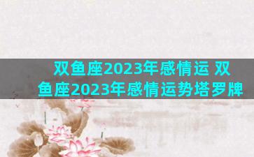 双鱼座2023年感情运 双鱼座2023年感情运势塔罗牌